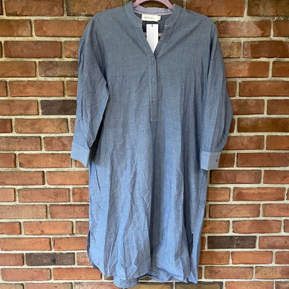 Mer Sea Essential Shirt Dress Blue Small/Medium
